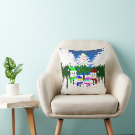 kerstman: 'Snowman Family Cushion' Kussen