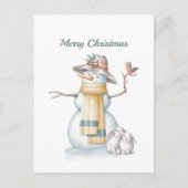 Kerstman Snowman Rabbit Bird Pet Waterverf Feestdagenkaart (Voorkant)