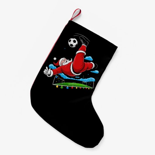 Kerstman Soccer Bicycle Kick Xmas Sports Kleine Kerstsok (Voorkant (Hangend))