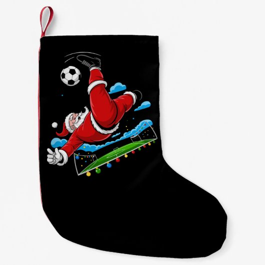 Kerstman Soccer Bicycle Kick Xmas Sports Kleine Kerstsok (Voorkant)