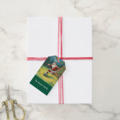 Kerstman Soccer Kerstfeest Cadeaulabel (Met Touw)