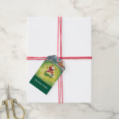 Kerstman Soccer Kerstfeest Cadeaulabel (Met Touw)