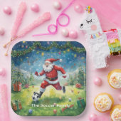 Kerstman Soccer Kerstfeest Papieren Bordje (Feest)