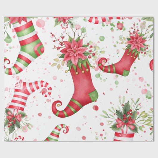 Kerstman sokken groot cadeaupapier (Vlak)