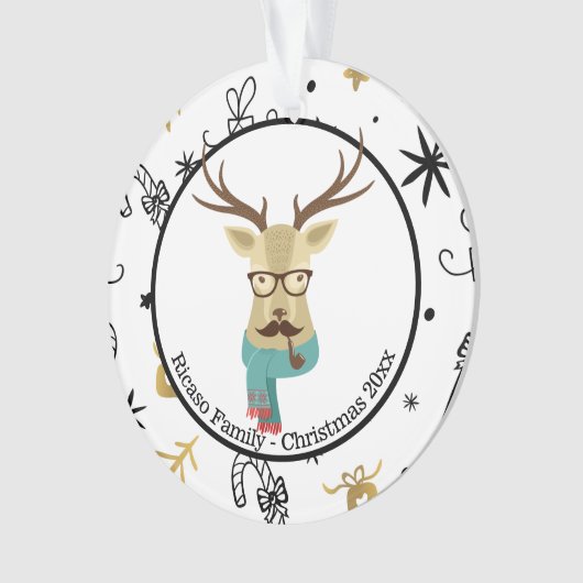Kerstman - speciaal ontworpen hipster Deer Ornament (voorkant)
