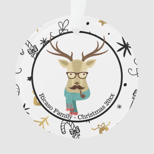 Kerstman - speciaal ontworpen hipster Deer Ornament (voorkant)