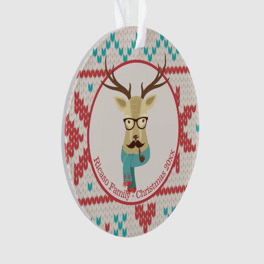 Kerstman - speciaal ontworpen hipster Deer Ornament (voorkant)