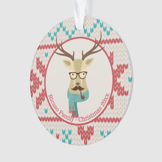 Kerstman - speciaal ontworpen hipster Deer Ornament (voorkant)