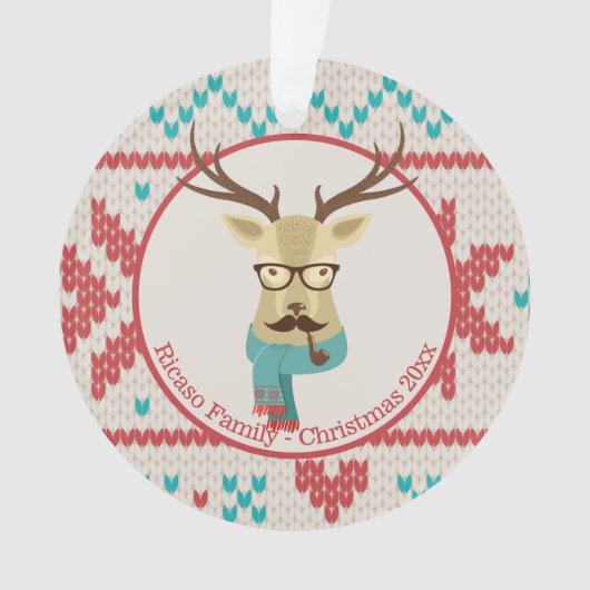 Kerstman - speciaal ontworpen hipster Deer Ornament (voorkant)