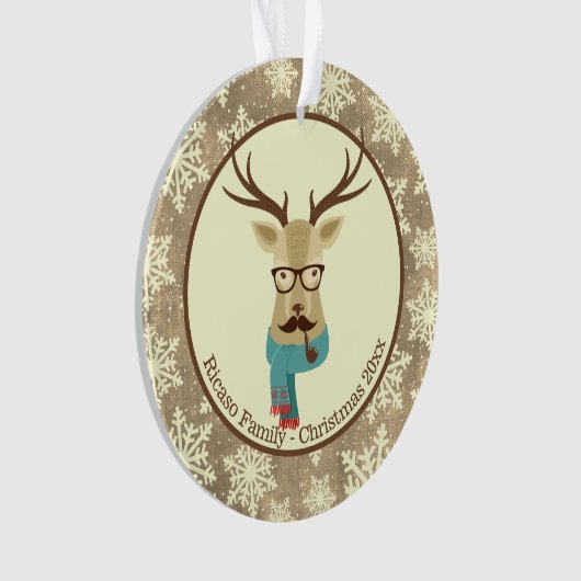Kerstman - speciaal ontworpen hipster Deer Ornament (voorkant)
