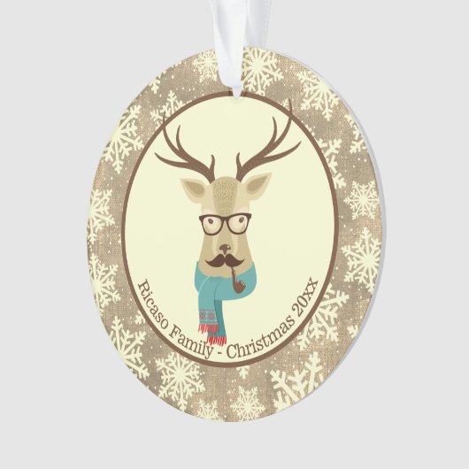 Kerstman - speciaal ontworpen hipster Deer Ornament (voorkant)