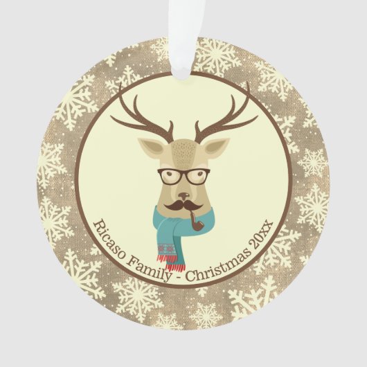 Kerstman - speciaal ontworpen hipster Deer Ornament (voorkant)