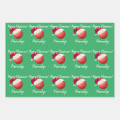 Kerstman, speciaal ontworpen met cricket Ball Sant Inpakpapier Vel (Voorkant 3)
