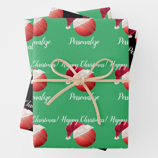 Kerstman, speciaal ontworpen met cricket Ball Sant Inpakpapier Vel (In situ)