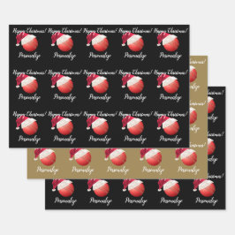 Kerstman, speciaal ontworpen met cricket Ball Sant Inpakpapier Vel