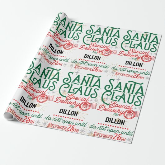 Kerstman Speciale Levering Inpakpapier (Uitgerold)