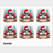 Kerstman speelkaarten met decoraties vierkante sticker (Vel)