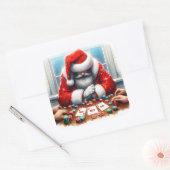 Kerstman speelkaarten met decoraties vierkante sticker (Envelop)