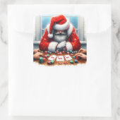 Kerstman speelkaarten met decoraties vierkante sticker (Tas)