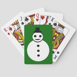 Kerstman speelkaarten met sneeuwpop die lacht
