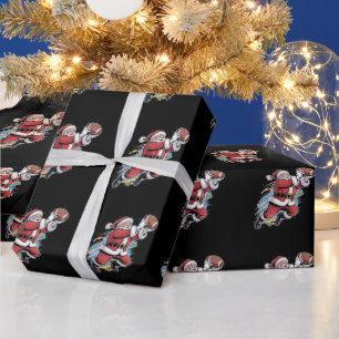 Kerstman speelt American Football Kerstmis Cadeaupapier