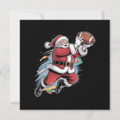 Kerstman speelt American Football Kerstmis  Feestdagenkaart (Voorkant)