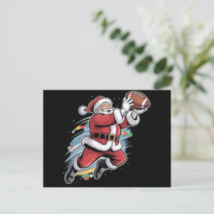 Kerstman speelt American Football Kerstmis Feestdagenkaart