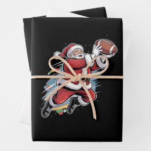 Kerstman speelt American Football Kerstmis  Inpakpapier Vel