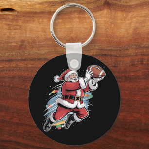 Kerstman speelt American Football Kerstmis Sleutelhanger