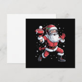 Kerstman speelt Amerikaans Football Kerst Kaart (Voorkant / Achterkant)