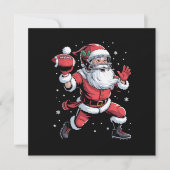 Kerstman speelt Amerikaans Football Kerst Kaart (Voorkant)