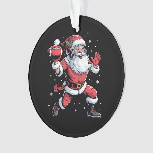 Kerstman speelt Amerikaans Football Kerst Ornament (voorkant)