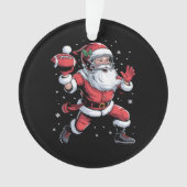 Kerstman speelt Amerikaans Football Kerst Ornament (voorkant)