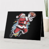 Kerstman speelt Amerikaans Football met kerst Kaart (Voorkant)