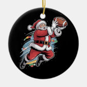 Kerstman speelt Amerikaans Football met kerst Keramisch Ornament (Voorkant)