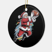 Kerstman speelt Amerikaans Football met kerst Keramisch Ornament (Links)