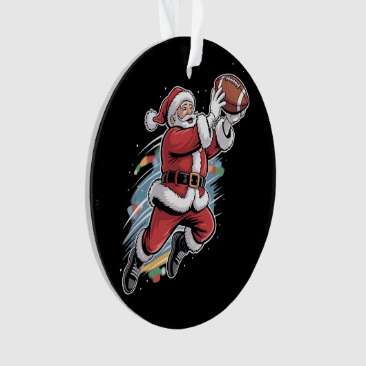 Kerstman speelt Amerikaans Football met kerst Ornament (voorkant)