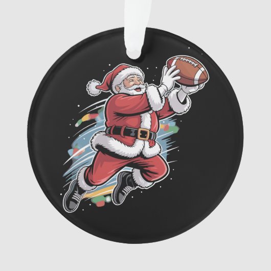 Kerstman speelt Amerikaans Football met kerst Ornament (voorkant)