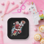 Kerstman speelt Amerikaans Football met kerst Papieren Bordje (Feest)