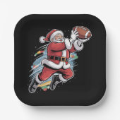 Kerstman speelt Amerikaans Football met kerst Papieren Bordje (Voorkant)