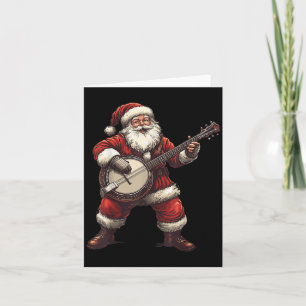 Kerstman speelt banjo grappige banjospeler bluegr kaart