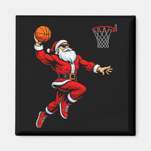 Kerstman speelt basketbal Kerstmis Grappige Kerst Magneet