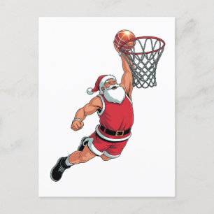 Kerstman speelt basketbal Kerstsportliefhebbers Aankondigingskaart