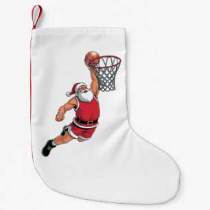 Kerstman speelt basketbal Kerstsportliefhebbers Kleine Kerstsok