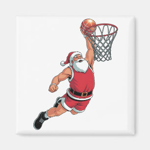 Kerstman speelt basketbal Kerstsportliefhebbers  Magneet
