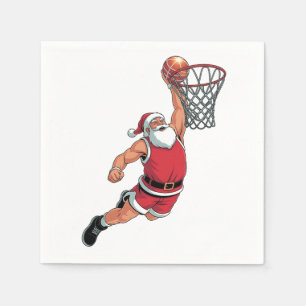 Kerstman speelt basketbal Kerstsportliefhebbers Servet