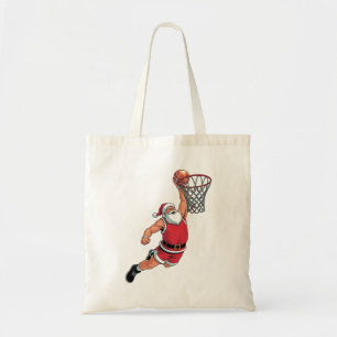 Kerstman speelt basketbal Kerstsportliefhebbers Tote Bag