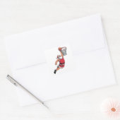 Kerstman speelt basketbal Kerstsportliefhebbers  Vierkante Sticker (Envelop)