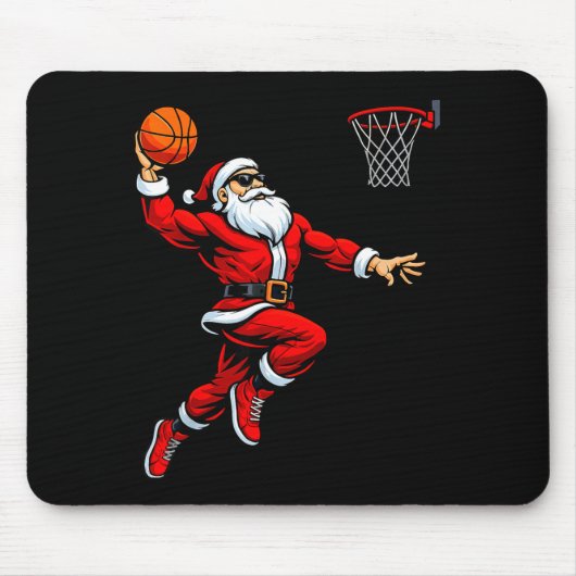 Kerstman speelt basketbal Xmas grappig kerst baske Muismat (Voorkant)