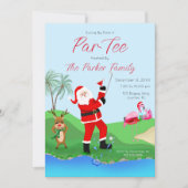 Kerstman speelt buiten het water met Martini-feest Kaart (Voorkant)